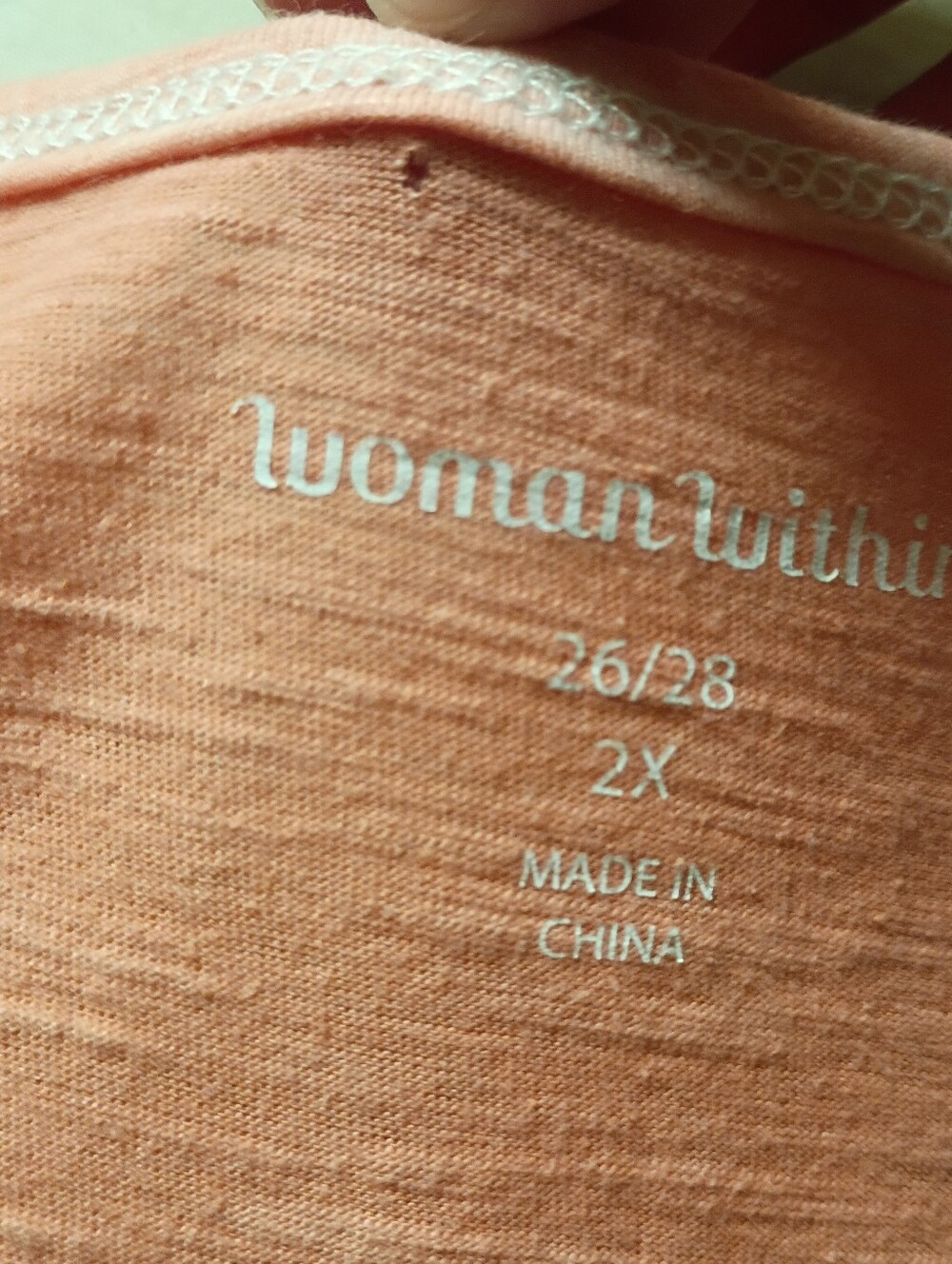 Woman Within Orange Ombre White Fade V-Neck Embroidered Top - Picture 7 of 7